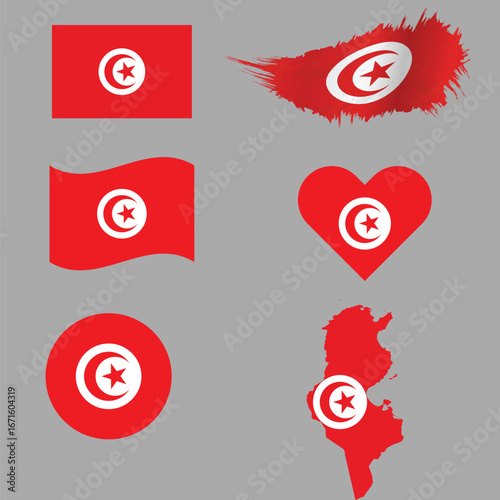 Tunisia Flag Pack: Modern Color Variations & Creative Designs, Tunisian Flag Collection: Gradient, Vintage & Textured Styles, Tunisia National Flag Set: Artistic Palettes & Abstract 