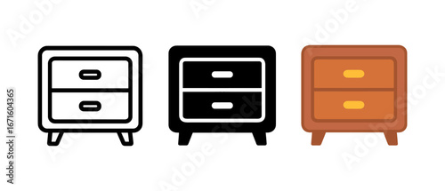 Stylish nightstand designs in outline, solid, and flat styles