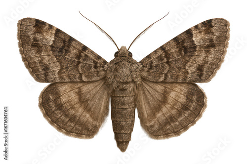 Clouded drab moth with brown and gray wings