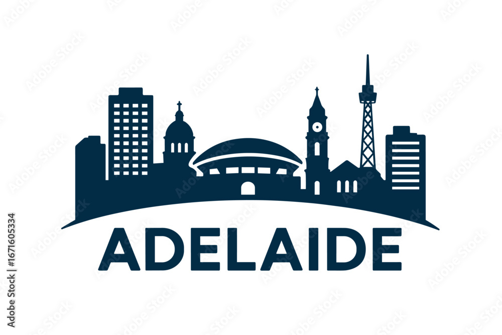 Obraz premium City skyline with iconic buildings and landmarks in Adelaide