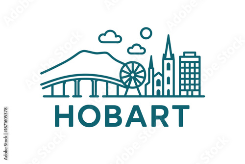 City skyline with iconic buildings and landmarks in Hobart