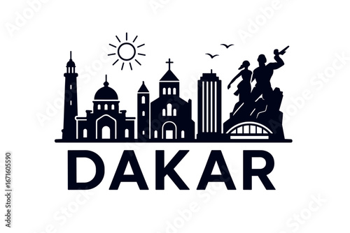 City skyline with iconic buildings and landmarks in Dakar
