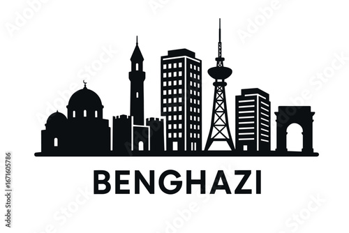 City skyline with iconic buildings and landmarks in Benghazi