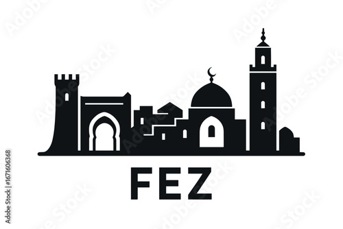 City skyline with iconic buildings and landmarks in Fez