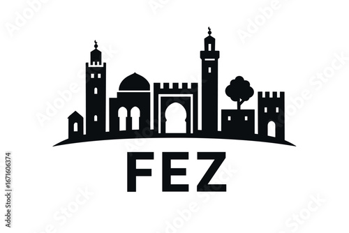 City skyline with iconic buildings and landmarks in Fez