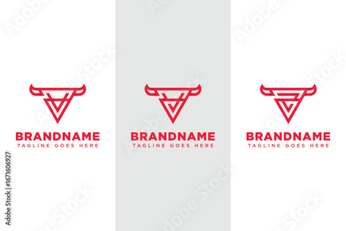 Letters AV AY AZ Bull Triangle Logo, symbolizing strength, ambition, and stability