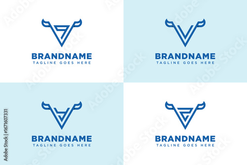 Letters VQ VV VY VZ Bull Triangle Logo, symbolizing strength, ambition, and stability