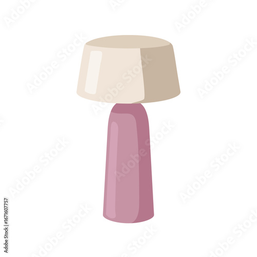 Night lamp with lampshade, ceramic base. Modern trendy style table and bedside light. Stylish interior lighting design for cozy bedroom decor. Flat vector illustration isolated on white background