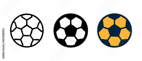 Trio of soccer ball designs: classic black and white to modern colored patterns