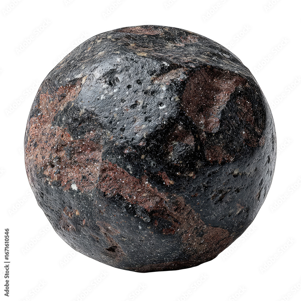 Fototapeta premium Dark, spherical object with reddish-brown markings