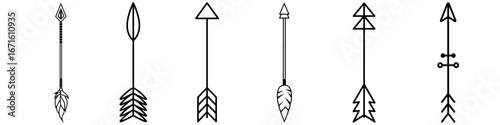Arrow vector icon set. Archery illustration sign collection. Archer symbol. Bow and arrows logo. Arrow for bow.
