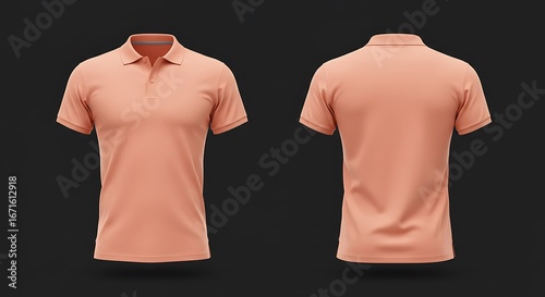 3D mockup of a peach color polo tshirt