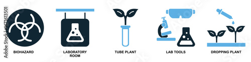 Set laboratory icon vector for scientific research, academic education, and medical testing. Ideal for illustrating chemistry, biology, and physics concepts with a comprehensive and cohesive design.