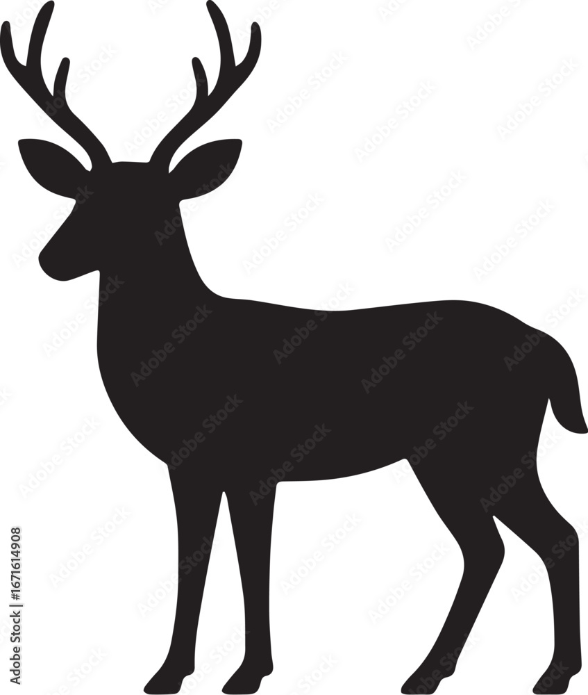 Fototapeta premium Deer silhouette vector illustration on white background
