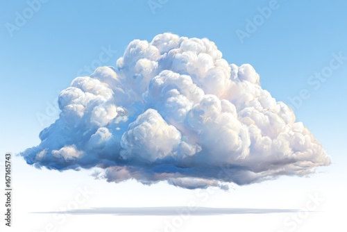 Isolated cumulus cloud against a blue gradient sky, casting a faint shadow below