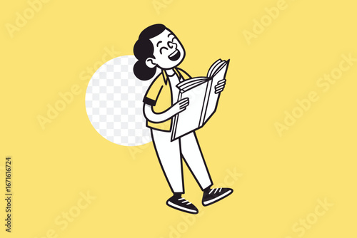 Joyful Reading: A Delightful Scene of a Person Engrossed in a Book, Exuding Pure Happiness. 