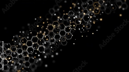 ゴールドの六角形、黒背景
