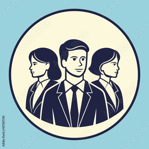 Professional Business Team:  Confident, Successful, Diverse Leadership Icon