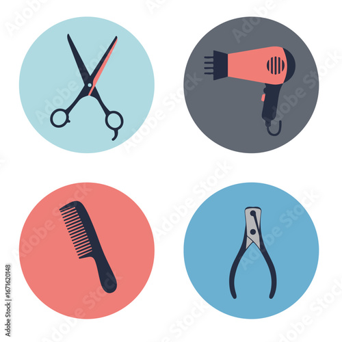 Stylist Tools Arranged In Circles On White