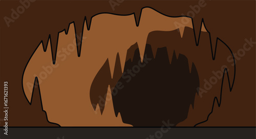 Depicting Stalactites and Stalagmites Inside a Cave Entrance