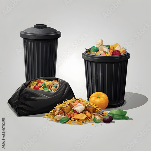 Overflowing Bins A Study in Waste Management and Environmental Concerns Reflecting Overconsumption and Disposal Issues
