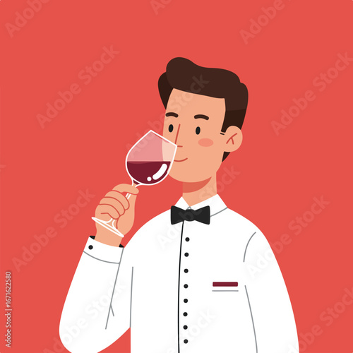 Man drinking wine in a restaurant