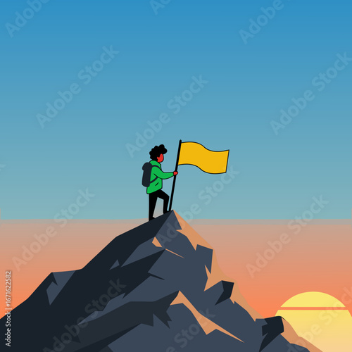 Climbing the summit is a metaphor for immense responsibility. The person who reaches the summit and hoists the flag symbolizes the burden of leadership and the weight of obligations.
