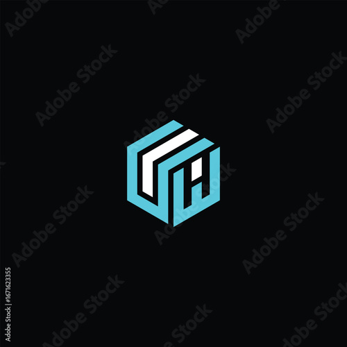 Geometric WH vector logo combining stylized letters inside a hexagon shape, designed with a modern and professional look. Suitable for corporate branding, technology, real estate