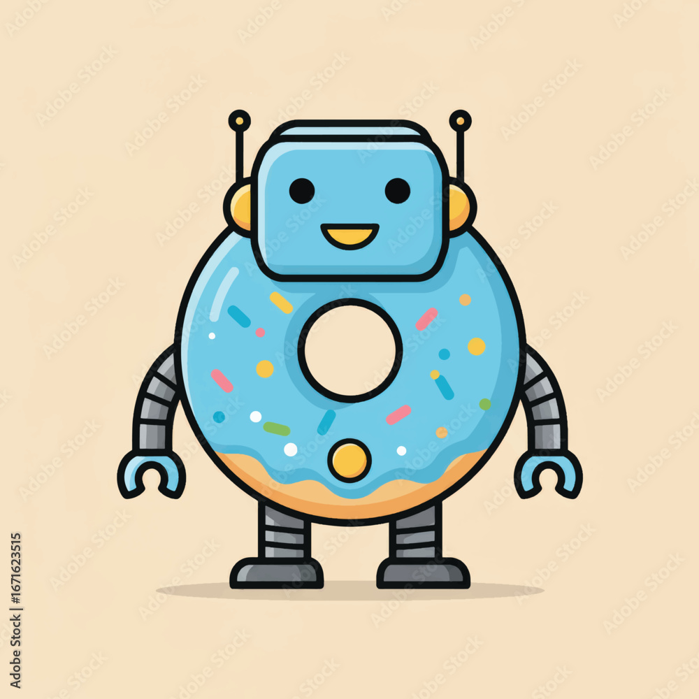 Fototapeta premium cute donut robot illustration