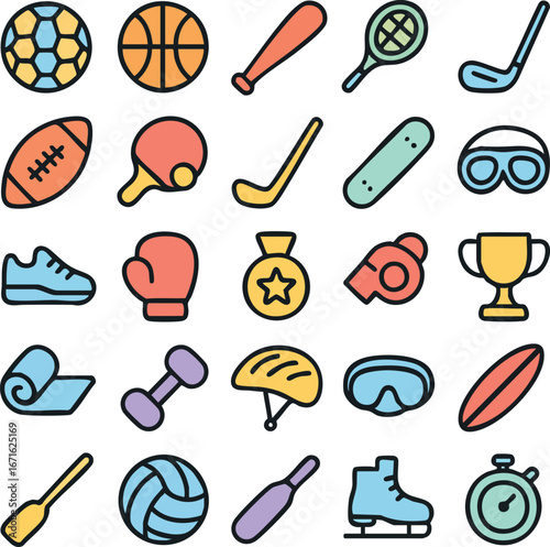 Colorful Sport Equipment and Accessories.