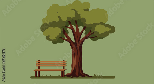Bench resting beneath tree in park