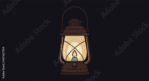 Lantern Glowing Brightly in Darkness