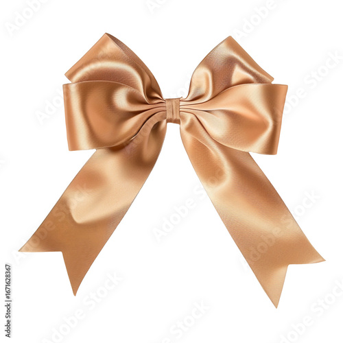 Golden Satin Bow Decoration on Transparent background