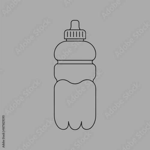 Outline silhouette of a sports water bottle with screw cap and textured grip area