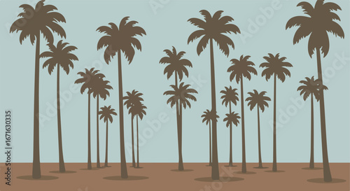 Palms Stand Silhouetted Against Sky in a Tropical Location