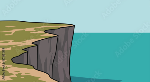 Coastline Cliff Edge Overlooking the Sea