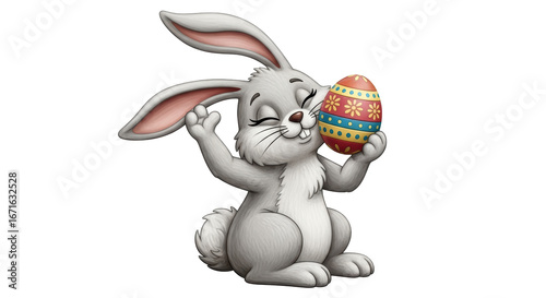 Isolated Easter Bunny With Egg