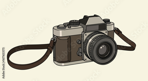 Camera Standing Still on Plain Background