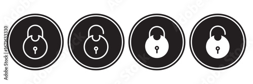 lock vector icon set. open or closed illustration sign collection. door symbol. Lock icon set. Padlock open and closed. Locked and unlocked icon.  
