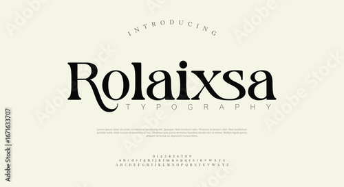 Rolaixsa, Elegant wedding alphabet letters logo font and number. Typography Luxury classic lettering serif fonts decorative vintage retro concept. vector illustration