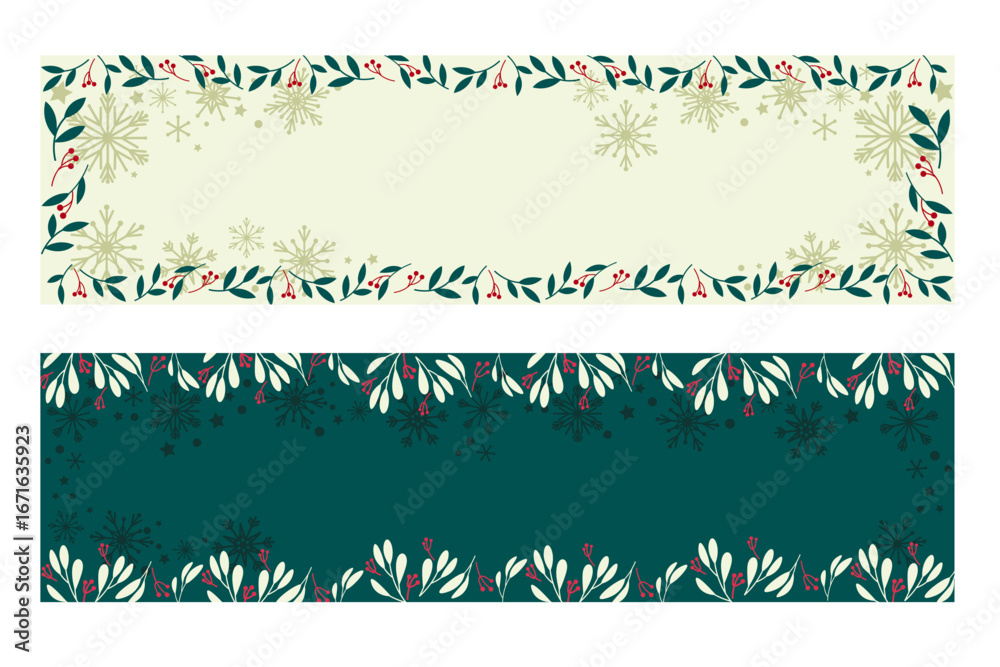 custom made wallpaper toronto digitalWinter and Christmas holiday natural elements decoration illustration. Set of banner decoration with winter natural elements. Vector illustration.