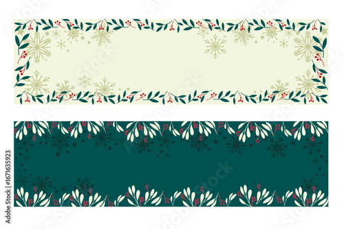Wallpaper Mural Winter and Christmas holiday natural elements decoration illustration. Set of banner decoration with winter natural elements. Vector illustration. Torontodigital.ca