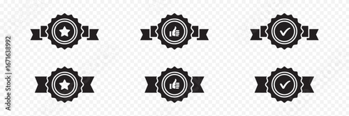 Approved or certified medal icon in a flat design. Rosette icon. Award vector. Approved certified icon. Certified seal icon. eps 10 