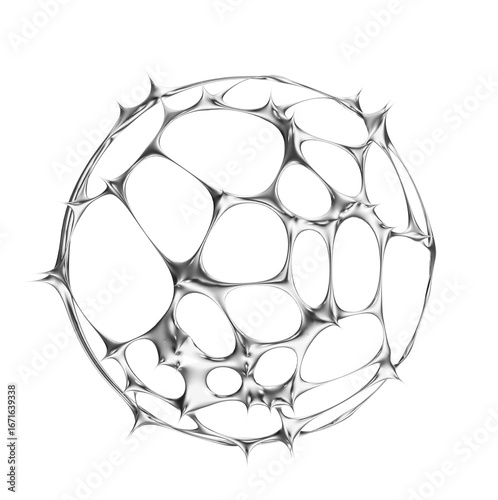 High-resolution illustration of a porous, spiky metal orb with a glossy finish. This powerful visual is perfect for modern gothic art or digital overlays.