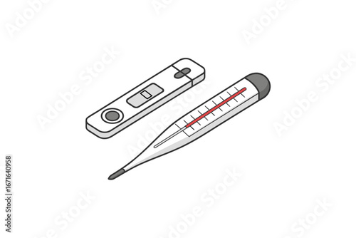 Healthcare medical icon set thermometer fever medical healthcare tools