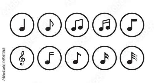 Music Notes Symbols Set . Musical notes in various arrangements, element set . eps 10  