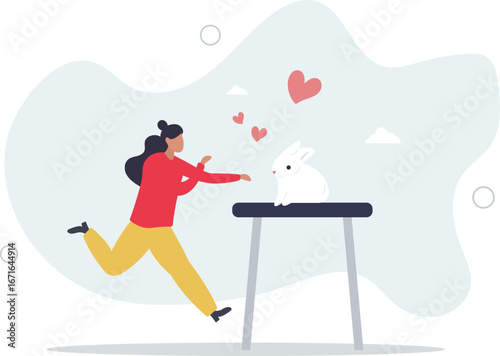 woman holding a rabbit in her hands.cute pets concept.about a man and his life.