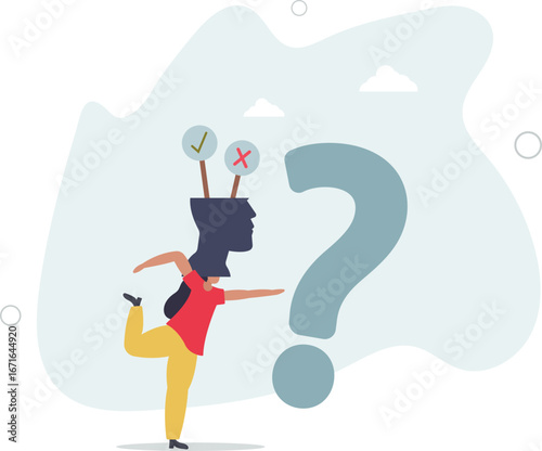 Decision making or logical thinking, choose right or wrong, correct or incorrect, solve problem, critical thinking, decide and dilemma concept.life and employment of people.