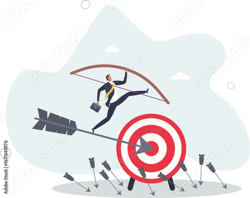 Effectiveness and efficiency to measure success rate, effort or cost to reach goal or target, practice until succeed concept.life and employment of people.