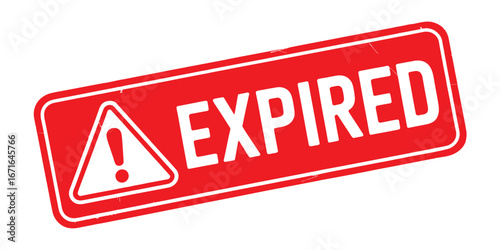 Red stamp with alert symbol and expired text